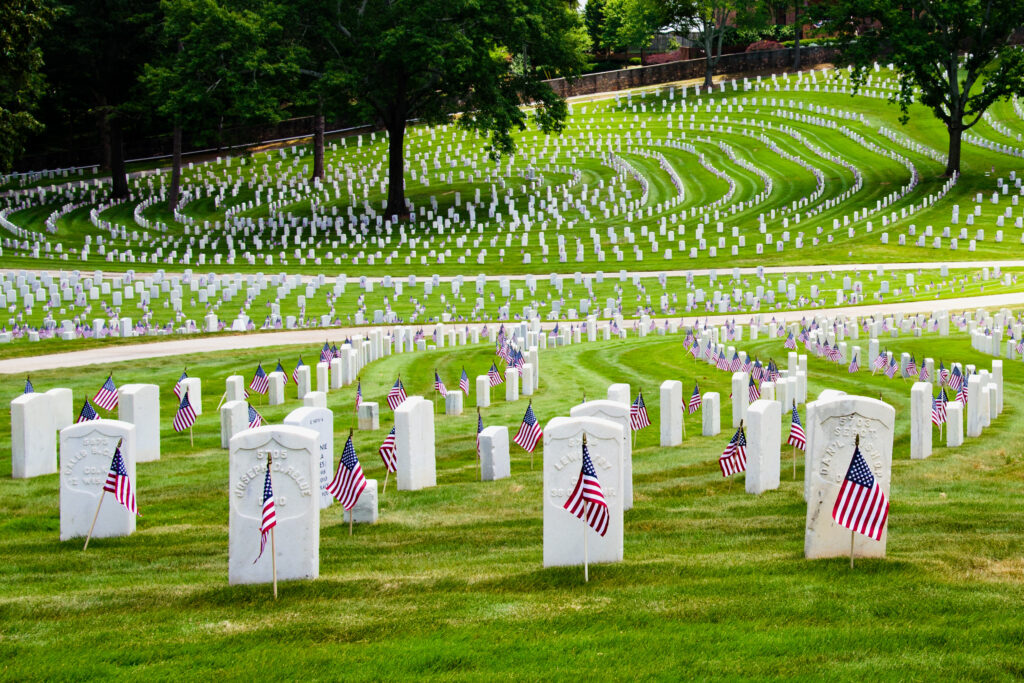 U.S. flags decorate veterans' graves for Memorial Day